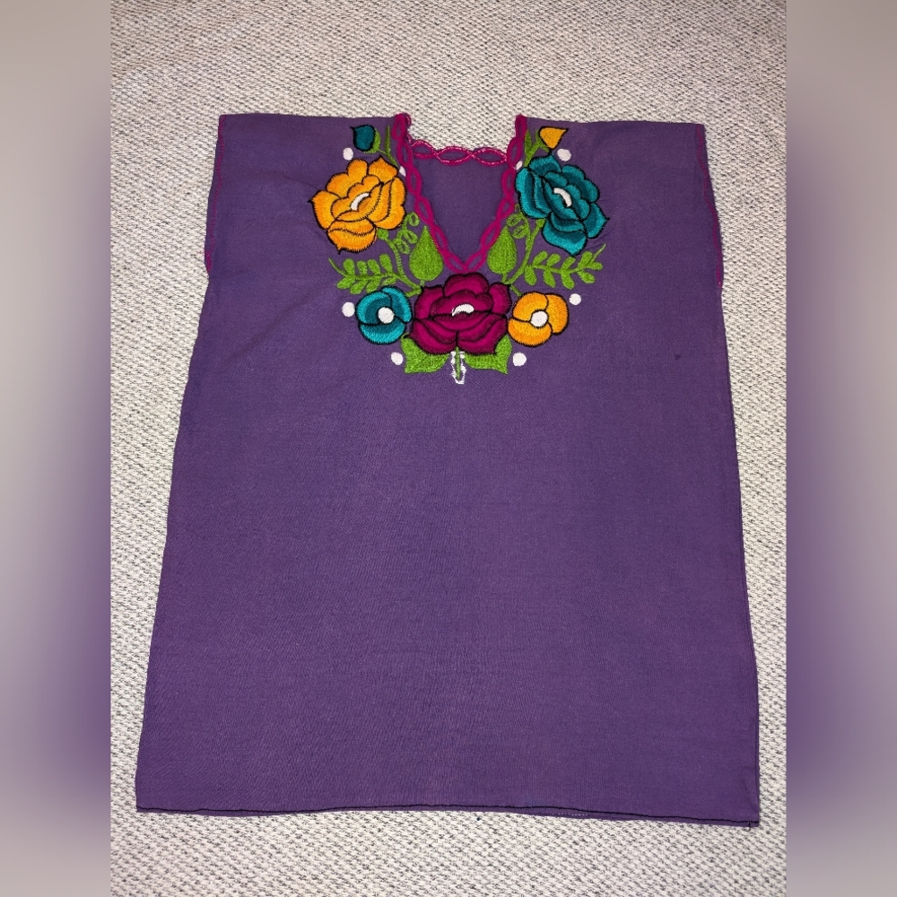 Purple Tunic with Floral Embroidery